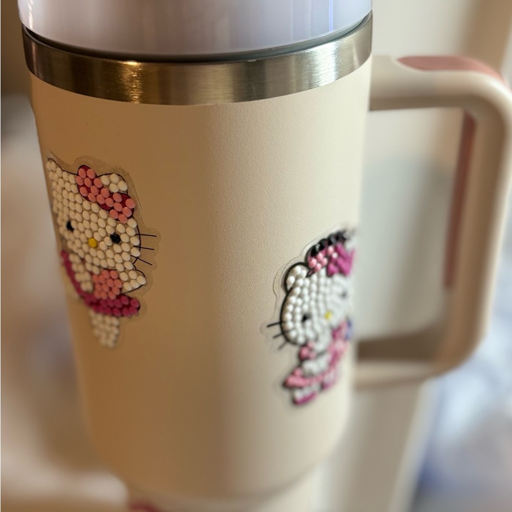 40oz Tumbler with Diamond Art Stickers Bling Cup Cute Aesthetic Drinkware - Picture 3 of 5